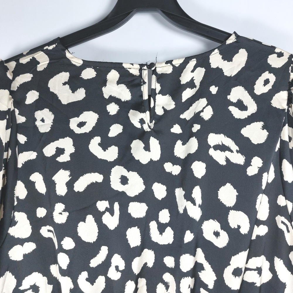 Umgee USA Leopard Print Dress Size 2XL Black Tan Smocked Cuff Long Sleeve - Picture 8 of 8